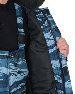 Костюм СИРИУС-БЕЗОПАСНОСТЬ зимний: куртка, п/комб. КМФ серый вихрь - фото 17273