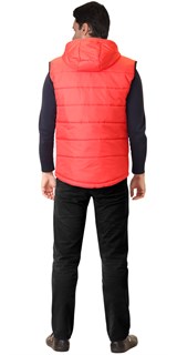 Жилет СИРИУС-ЗОДИАК утепленный с капюшоном красный с флисовой подкладкой - фото 21963