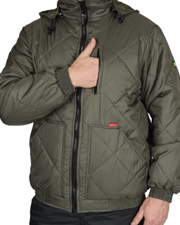 Куртка СИРИУС-ПРАГА-ЛЮКС короткая с капюшоном, оливковая - фото 22048