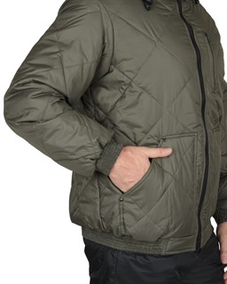 Куртка СИРИУС-ПРАГА-ЛЮКС короткая с капюшоном, оливковая - фото 22049