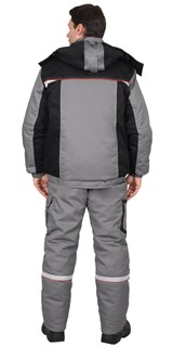 Костюм СИРИУС-СТАН куртка, п/к, серый с черной и красной отделкой - фото 22157
