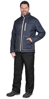 Куртка СИРИУС-ПРАГА-ЛЮКС сине-серая (подкладка бежевый флис) - фото 22181