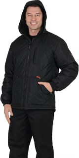 Куртка СИРИУС-ПРАГА-Люкс удлиненная с капюшоном, черный - фото 22411