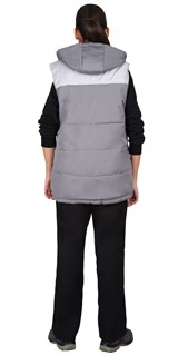Жилет СИРИУС-ЕВРОНИКА утепленный серый с капюшоном с флисовой подкладкой - фото 22415