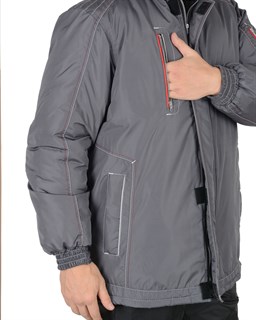 Куртка СИРИУС-АЛЕКС темно-серая с красной отделкой - фото 22429