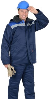 Куртка СИРИУС-БРИГАДИР мех. ворот, синяя с васильковым и СОП - фото 22799