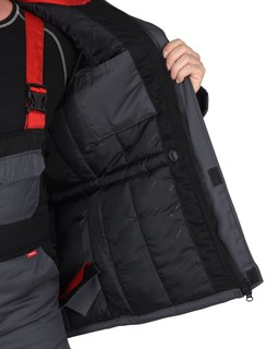 Костюм мужской зимний «СИРИУС-ФАВОРИТ-МЕГА» куртка и полукомбинезон, серый с черным и красным, СОП - фото 22943