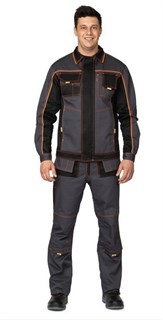 Костюм мужской "Бренд 2 2020" тёмно-серый/чёрный (куртка и полукомбинезон)