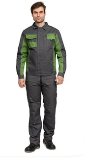 Костюм мужской "Бренд 2 2020" тёмно-серый/зелёный (куртка и полукомбинезон)