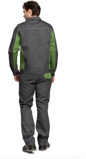 Костюм мужской "Бренд 2 2020" тёмно-серый/зелёный (куртка и полукомбинезон) - фото 23711