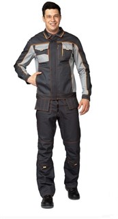Костюм мужской "Бренд 2 2020" тёмно-серый/светло-серый (куртка и полукомбинезон) - фото 23726