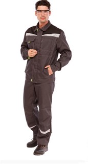 Костюм мужской "Профессионал 1" серый/чёрный (куртка и брюки) - фото 23791