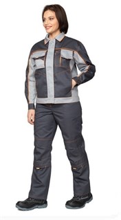 Костюм женский "Бренд 1" серый/серый из смесовой ткани (куртка и брюки)