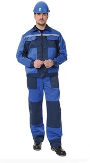 Костюм мужской "Бригадир 2" василёк/синий (куртка и полукомбинезон)