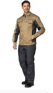 Куртка мужская летняя "Люкс" бежевый/серый/серый со светоотражающим кантом