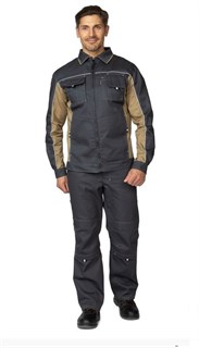 Куртка мужская летняя "Люкс" серый/бежевый/бежевый со светоотражающим кантом