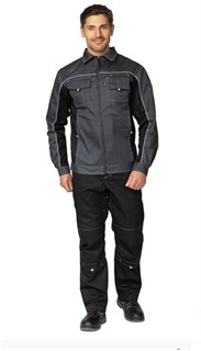 Куртка мужская летняя "Люкс" серый/чёрный/чёрный со светоотражающим кантом