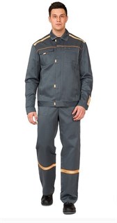 Костюм мужской "Уни-Спец" тёмно-серый/оранжевый (куртка и полукомбинезон)