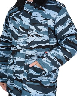 Куртка СИРИУС-БЕЗОПАСНОСТЬ зимняя удлиненная КМФ Серый вихрь - фото 24755