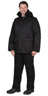 Куртка СИРИУС-БЕЗОПАСНОСТЬ зимняя удлиненная, черная - фото 24819