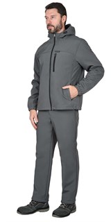 Куртка "Азов" с капюшоном серый  софтшелл пл 350 г/кв.м