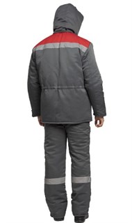 Костюм мужской утеплённый "Мастерок 2" серый/красный (куртка и полукомбинезон) - фото 27647