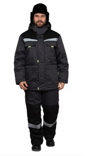 Костюм мужской утеплённый "Профессионал 2" тёмно-серый/чёрный (куртка и полукомбинезон)