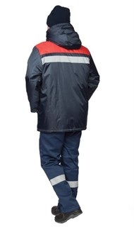 Куртка женская утеплённая "Сарма" тёмно-синий/красный с капюшоном - фото 27722