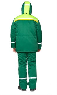 Костюм мужской утеплённый "Стройка" зелёный/лимонный/жёлтый (куртка и полукомбинезон) - фото 27754