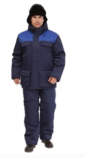 Костюм мужской утеплённый "Буря" синий (куртка и полукомбинезон)