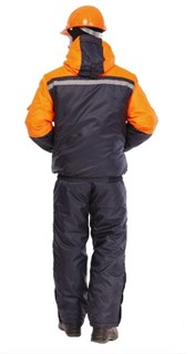 Костюм мужской утеплённый "Стимул" синий/оранжевый (куртка и полукомбинезон) - фото 27924