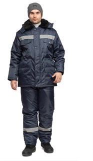 Костюм мужской утеплённый "Мастер 2" тёмно-синий (куртка и полукомбинезон)