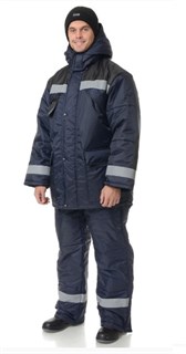 Костюм мужской утеплённый "Эверест" синий/чёрный (куртка и полукомбинезон)