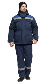 Костюм мужской утеплённый "Буря Лайт СОП" тёмно-синий (куртка и полукомбинезон) - фото 28010