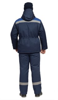 Костюм мужской утеплённый "Буря Лайт СОП" тёмно-синий (куртка и полукомбинезон) - фото 28012