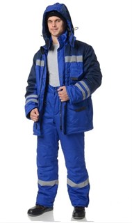 Костюм мужской утеплённый "Зима" василёк/тёмно-синий (куртка и брюки) - фото 28025