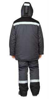Костюм мужской утеплённый "Профессионал 2 Ультра" тёмно-серый/чёрный (куртка и полукомбинезон) - фото 28048