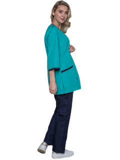 Женский костюм Вояж (ткань ТиСи), светло бирюзовый/темно синий - фото 29235