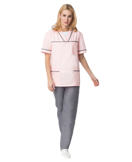Женский костюм Ирис (ткань ТиСи), розовый/серый - фото 29240