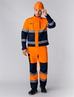 Костюм дорожник Сигнал-1 (тк.Балтекс,210) брюки, оранжевый/т.синий - фото 30903