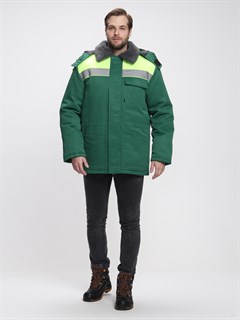 Куртка зимняя Бригада NEW (тк.Смесовая,210), зеленый/лимонный - фото 35578