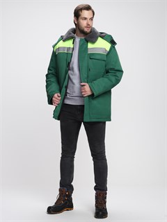 Куртка зимняя Бригада NEW (тк.Смесовая,210), зеленый/лимонный - фото 35580
