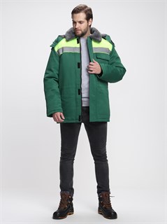 Куртка зимняя Бригада NEW (тк.Смесовая,210), зеленый/лимонный - фото 35581