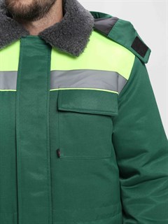 Куртка зимняя Бригада NEW (тк.Смесовая,210), зеленый/лимонный - фото 35583