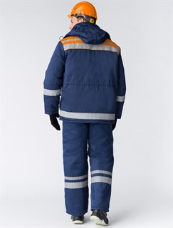 Костюм зимний Горизонт-Люкс (Смесовая, 210) брюки, темно-синий/оранжевый - фото 35594