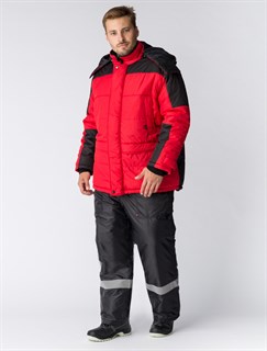 Куртка зимняя Европа (Дюспо), красный/черный - фото 35655