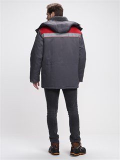 Куртка зимняя Бригада NEW (тк.Смесовая,210), т.серый/красный - фото 36029