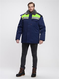 Куртка зимняя Бригада NEW (тк.Смесовая,210), т.синий/лимонный - фото 36162