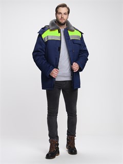 Куртка зимняя Бригада NEW (тк.Смесовая,210), т.синий/лимонный - фото 36163