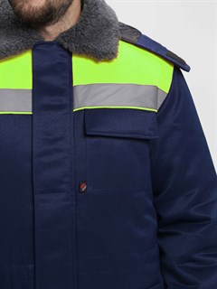 Куртка зимняя Бригада NEW (тк.Смесовая,210), т.синий/лимонный - фото 36164